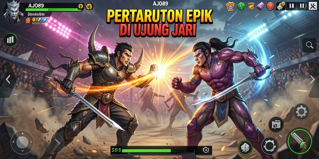 Tampilkan gameplay pertarungan seru di AJO89 dengan grafik memukau.