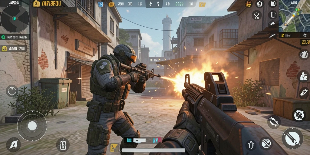 Screenshot API36 menampilkan aksi seru dalam game FPS.