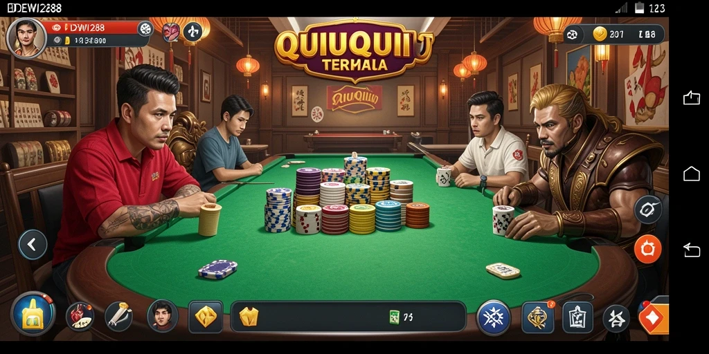 Tampilan gameplay seru DEWI288 dalam permainan QiuQiu.