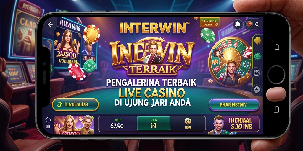 Screenshot utama menunjukkan dealer langsung dalam permainan Live Casino.