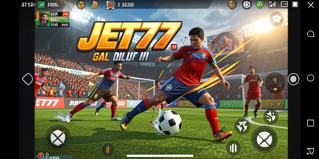 Screenshot gameplay yang menunjukkan pertandingan seru dalam JET77.