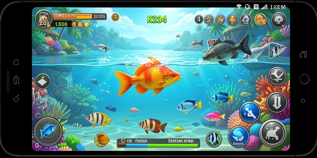 Tampilan gameplay K234 yang seru dengan aksi tembak ikan.