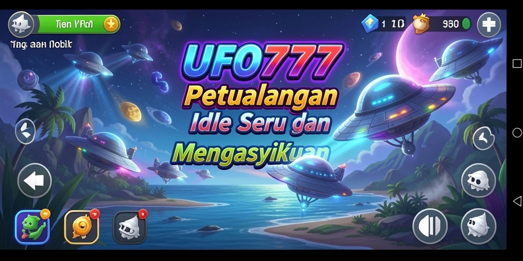 Tampilan gameplay <strong>UFO777</strong> yang menarik dengan pesawat luar angkasa.
