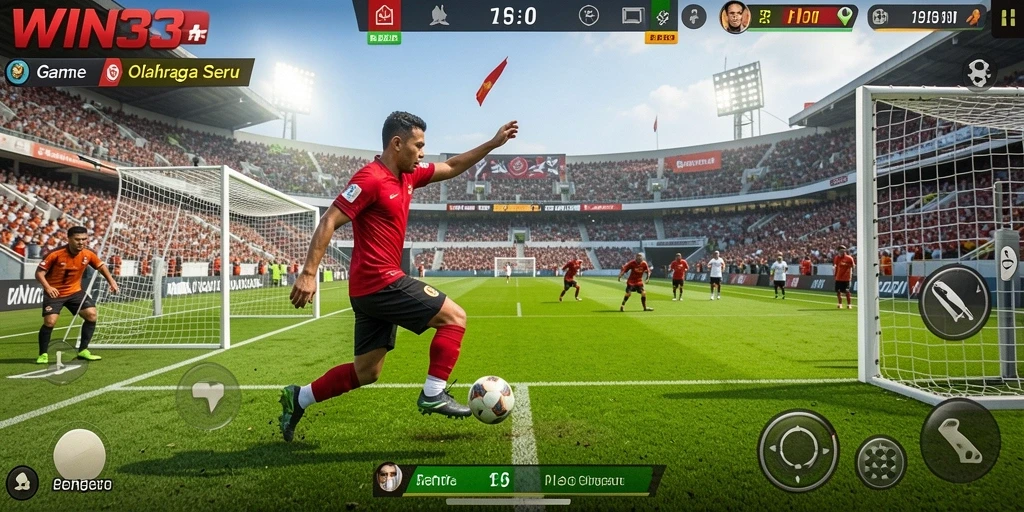 Screenshot gameplay WIN33 menampilkan aksi olahraga yang mendebarkan.